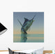 Blue Marlin Bursts from Wall Decal