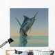 Blue Marlin Bursts from Wall Decal