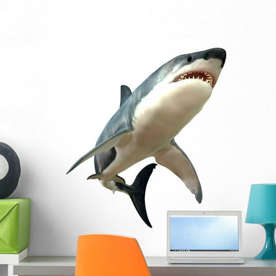 Great White Shark Wall Decal Design 6 shown on a wall