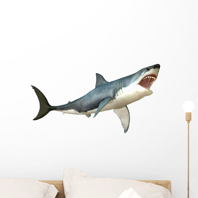 Great White Shark Wall Decal Design 5 shown on a wall