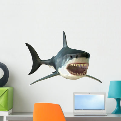 Great White Shark Wall Decal Design 4 shown on a wall