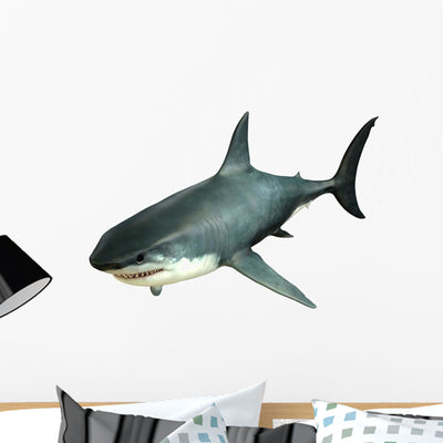 Great White Shark Wall Decal Design 3 shown on a wall