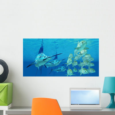 School Ayu Fish Try Wall Decal shown on a wall
