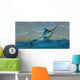 Blue Marlin Bursts from Wall Decal