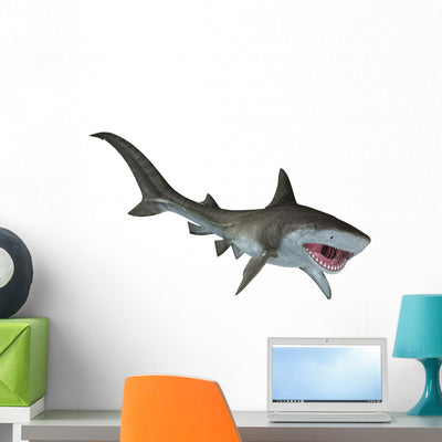 Tiger Shark White Wall Decal shown on a wall