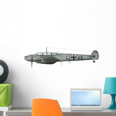 Illustration Messerschmitt Bf-110c German Wall Decal shown on a wall