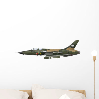 Illustration F-105f Thunderchief Fighter-bomber Wall Decal shown on a wall