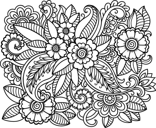 Simple Floral Pattern Coloring Page Decal
