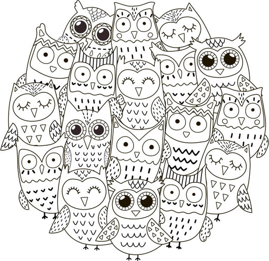 Cute Owls Coloring Page Decal