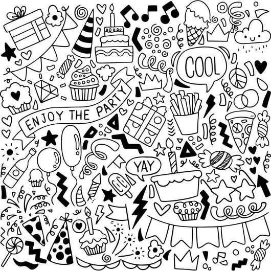 Party Doodles Coloring Page Decal