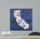 California License Plate Map Wall Mural