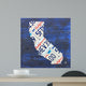 California License Plate Map Wall Mural