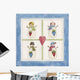 Four Snowmen With Heart Pockets Wall Mural