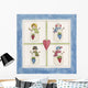 Four Snowmen With Heart Pockets Wall Mural