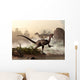 Pair Velociraptors Patrol Shore Wall Decal
