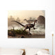 Pair Velociraptors Patrol Shore Wall Decal