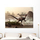 Pair Velociraptors Patrol Shore Wall Decal