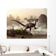Pair Velociraptors Patrol Shore Wall Decal