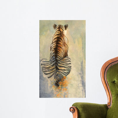 Meditating Tiger Wall Decal shown on a wall