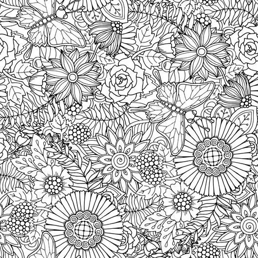 Flowers with Butterflies Coloring Page Decal