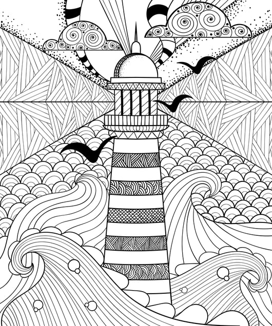 Lighthouse with Waves Coloring Page Decal