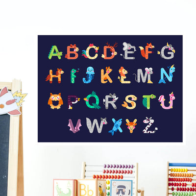 Alphabet with Cartoon Animals Classroom Wall Decal