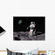 Astronaut Moon with Earth Wall Decal