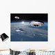 Three Ufo's Flying above Wall Decal