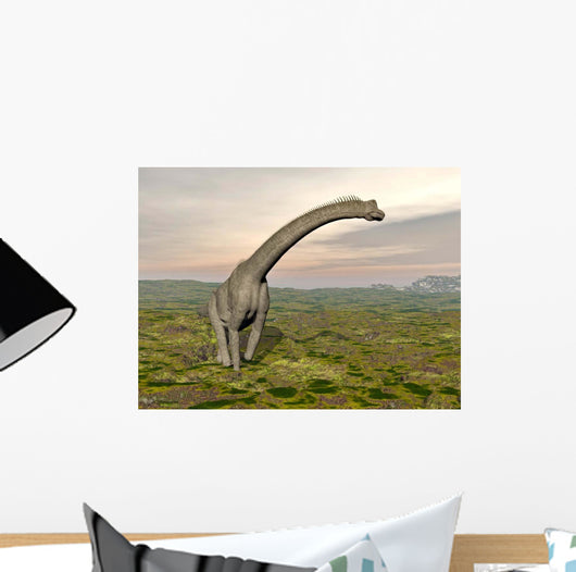 Brachiosaurus Dinosaur Walking Grassy Wall Decal