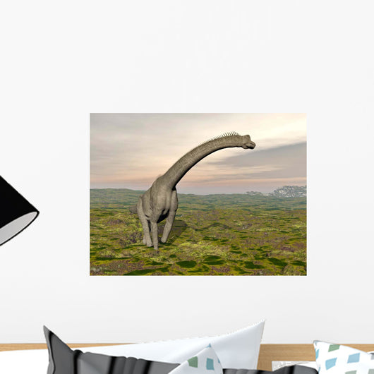 Brachiosaurus Dinosaur Walking Grassy Wall Decal