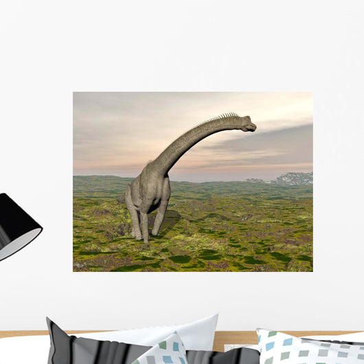 Brachiosaurus Dinosaur Walking Grassy Wall Decal