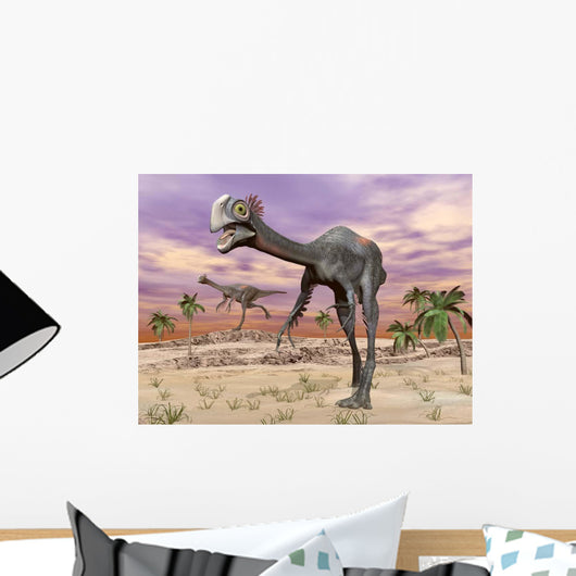 Two Gigantoraptor Dinosaurs Walking Wall Decal