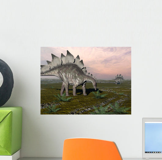 Stegosaurus Dinosaurs Grazing Plants Wall Decal