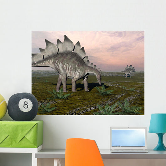 Stegosaurus Dinosaurs Grazing Plants Wall Decal