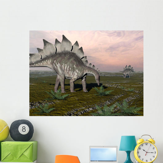 Stegosaurus Dinosaurs Grazing Plants Wall Decal