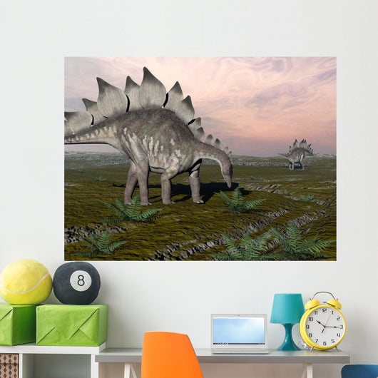 Stegosaurus Dinosaurs Grazing Plants Wall Decal