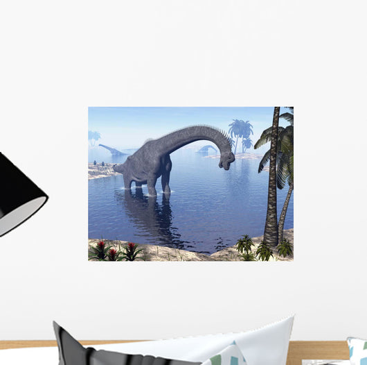 Brachiosaurus Dinosaur Walking Water Wall Decal