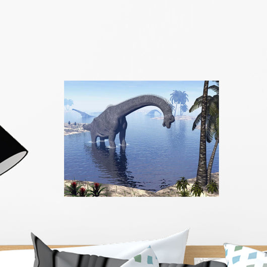 Brachiosaurus Dinosaur Walking Water Wall Decal