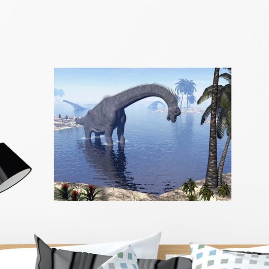 Brachiosaurus Dinosaur Walking Water Wall Decal