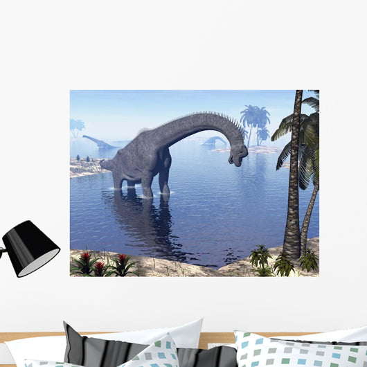 Brachiosaurus Dinosaur Walking Water Wall Decal