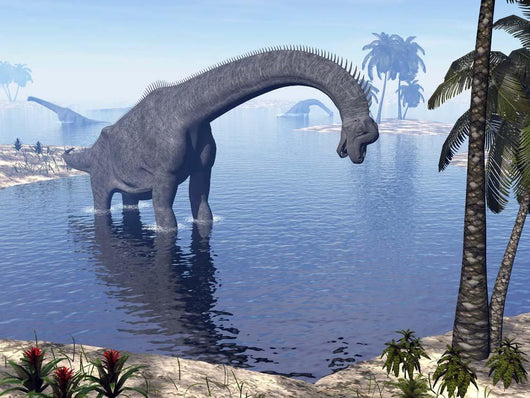 Brachiosaurus Dinosaur Walking Water Wall Decal