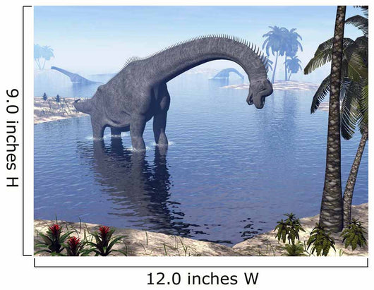 Brachiosaurus Dinosaur Walking Water Wall Decal
