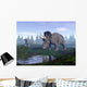 Two Nedoceratops Dinosaurs Walking Wall Decal