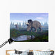 Two Nedoceratops Dinosaurs Walking Wall Decal