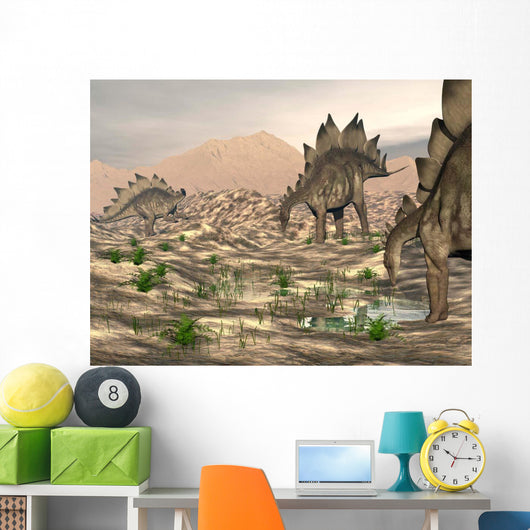 Stegosaurus Dinosaurs Searching for Wall Decal