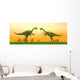 Two Gigantoraptor Dinosaurs Fighting Wall Decal