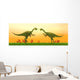 Two Gigantoraptor Dinosaurs Fighting Wall Decal
