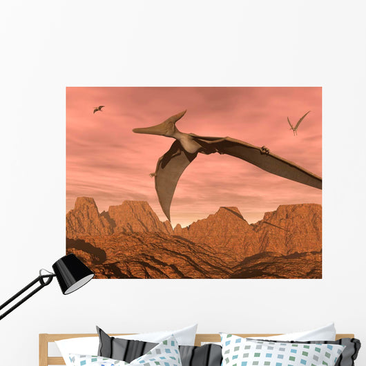 Three Pteranodon Dinosaurs Flying Wall Decal
