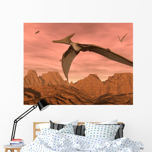 Three Pteranodon Dinosaurs Flying Wall Decal