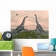Two Brachiosaurus Dinosaurs Fighting Wall Decal
